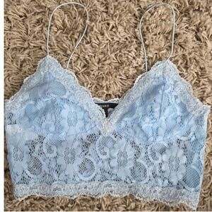 FOREVER 21 Baby Blue Lace Bralette Crop Top Camisole‎ Spaghetti Strap M